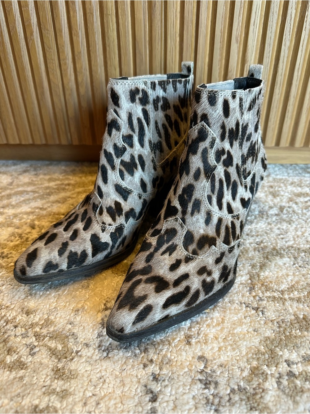 Sam Edelman Leopard Print Ankle Boots in Black and White